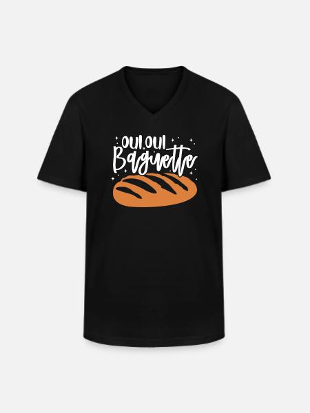 Oui Oui Baguette - Men's V-Neck T-Shirt - black