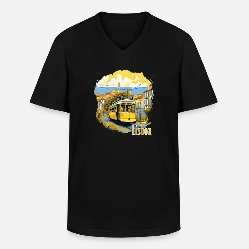 Lissabon - Lisboa - Männer-T-Shirt mit V-Ausschnitt - Schwarz