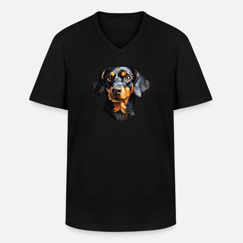 Dackel Polygon Design - Männer-T-Shirt mit V-Ausschnitt - Schwarz