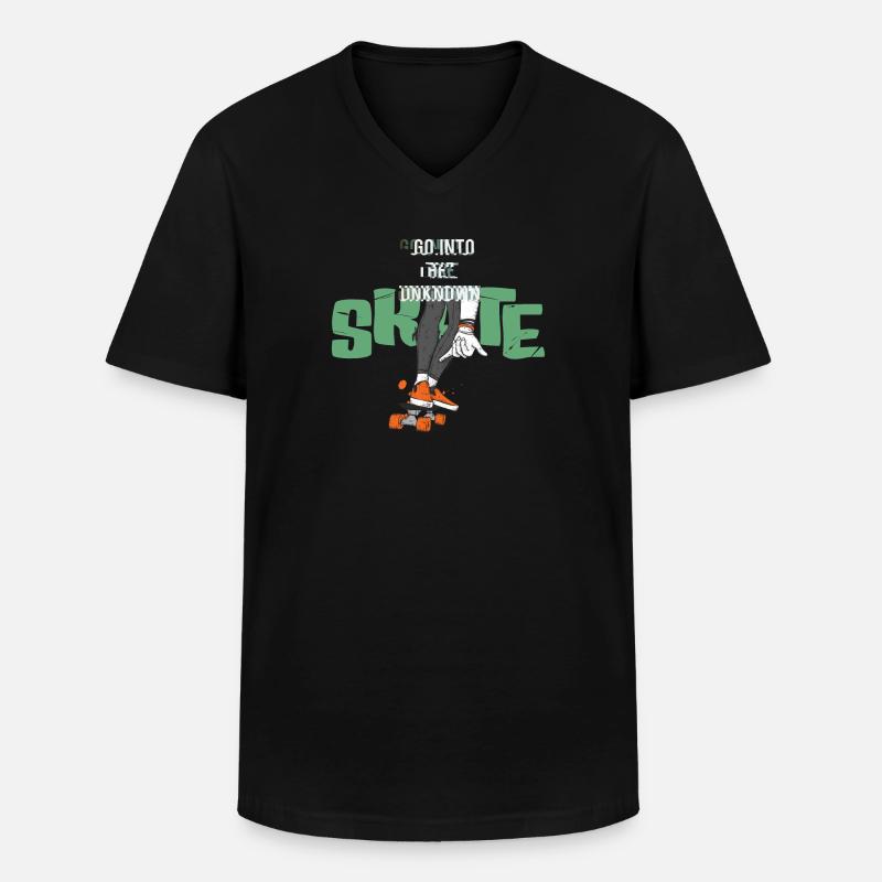Skateboard - Männer-T-Shirt mit V-Ausschnitt - Schwarz