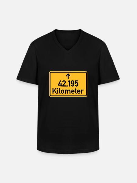 Marathon - Männer-T-Shirt mit V-Ausschnitt - Schwarz