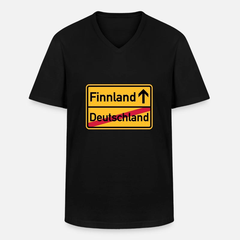 Finnland - Männer-T-Shirt mit V-Ausschnitt - Schwarz