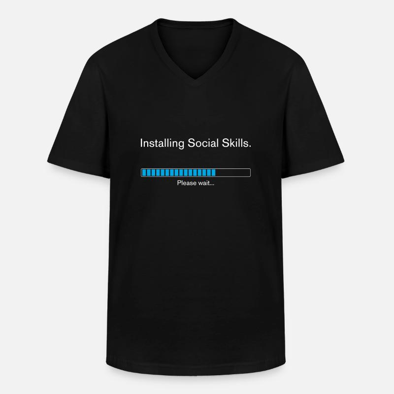 Installing Social Skills Please wait - Männer-T-Shirt mit V-Ausschnitt - Schwarz