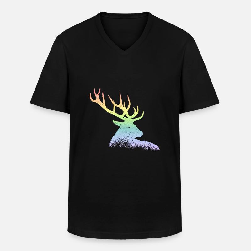 Hirsch - Männer-T-Shirt mit V-Ausschnitt - Schwarz