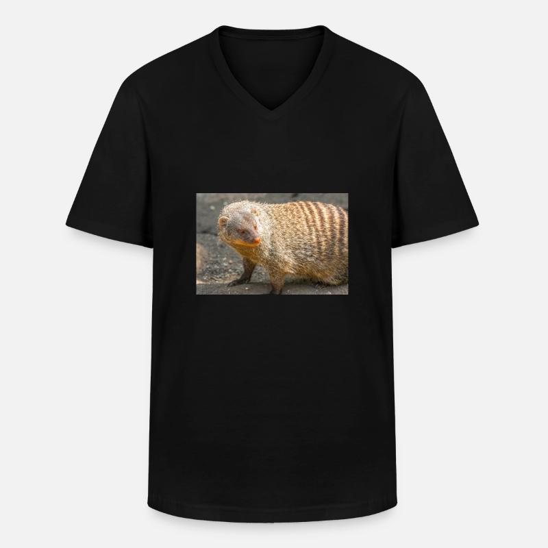Gebänderte Manguste oder Zebramanguste - Männer-T-Shirt mit V-Ausschnitt - Schwarz