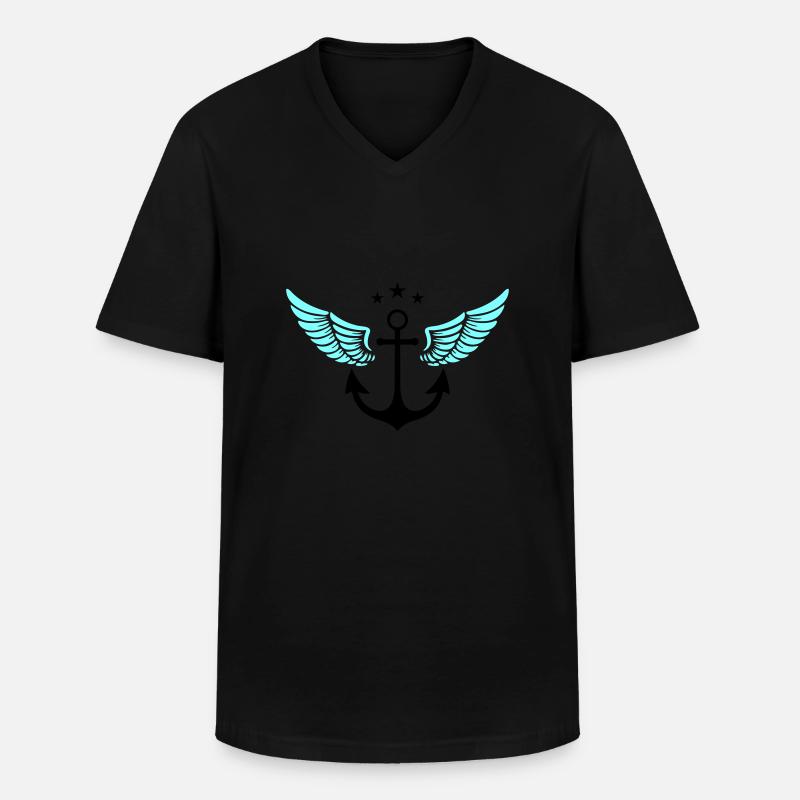 anker symbol - Männer-T-Shirt mit V-Ausschnitt - Schwarz