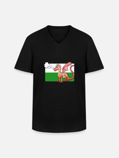 Puffing Welsh Dragon - Gregory - Men's V-Neck T-Shirt - black