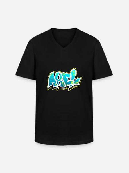 Graffiti Name Axel - Men's V-Neck T-Shirt - black