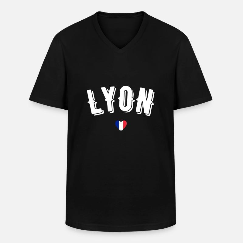 Lyon - Männer-T-Shirt mit V-Ausschnitt - Schwarz