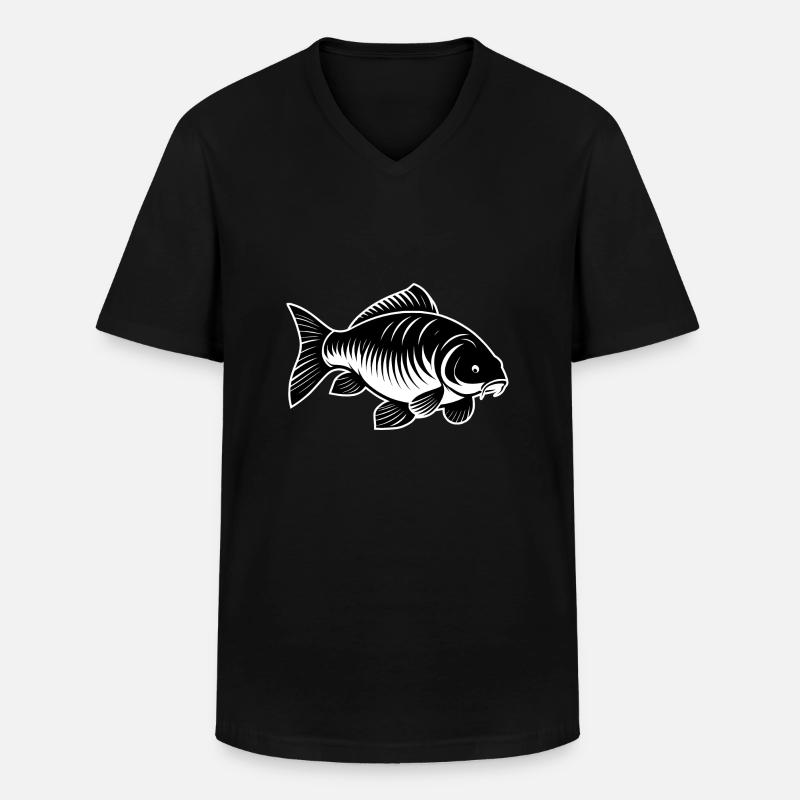 Karpfen schwarz-weiß - Männer-T-Shirt mit V-Ausschnitt - Schwarz