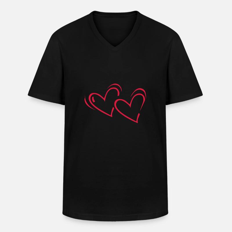 Herz, Herzen, Herzchen - Männer-T-Shirt mit V-Ausschnitt - Schwarz
