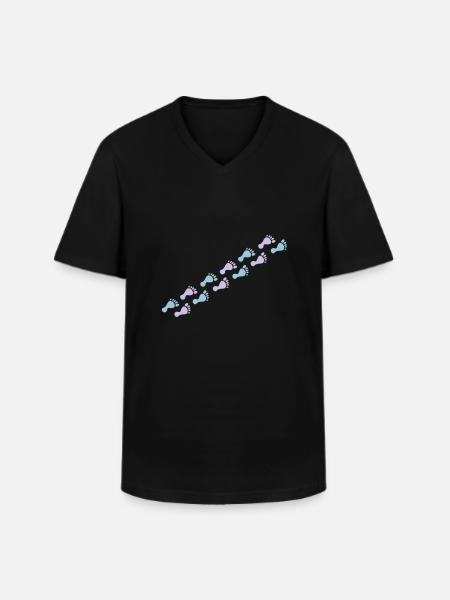footprints - T-shirt col V Homme - noir
