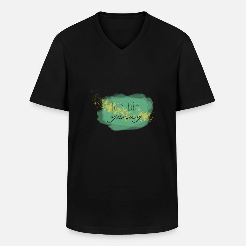 Affirmation "Ich bin genug" - Männer-T-Shirt mit V-Ausschnitt - Schwarz