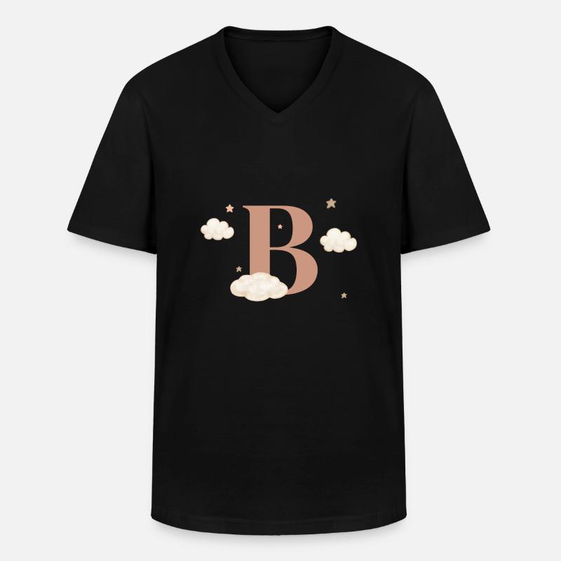 Buchstabe b bewölkt Sterne - Männer-T-Shirt mit V-Ausschnitt - Schwarz