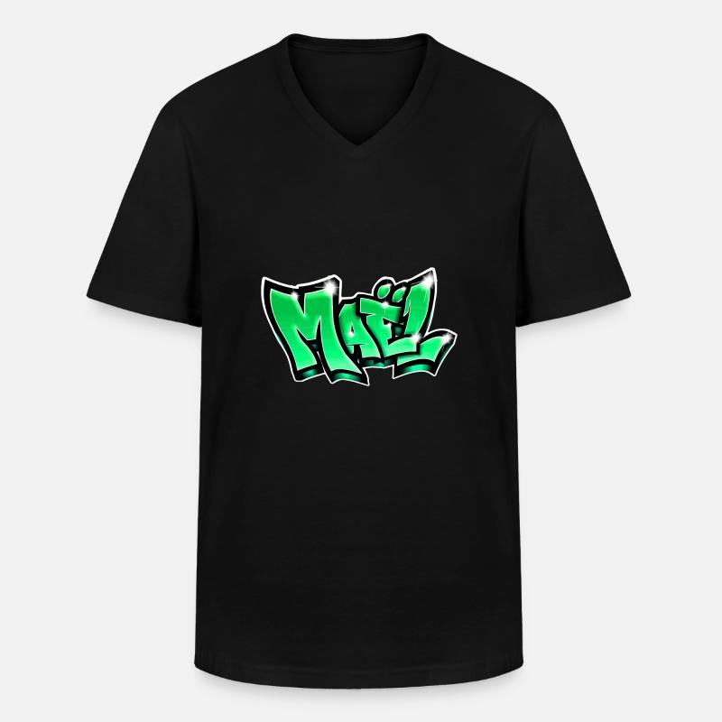 Graffiti Name Maël - Männer-T-Shirt mit V-Ausschnitt - Schwarz