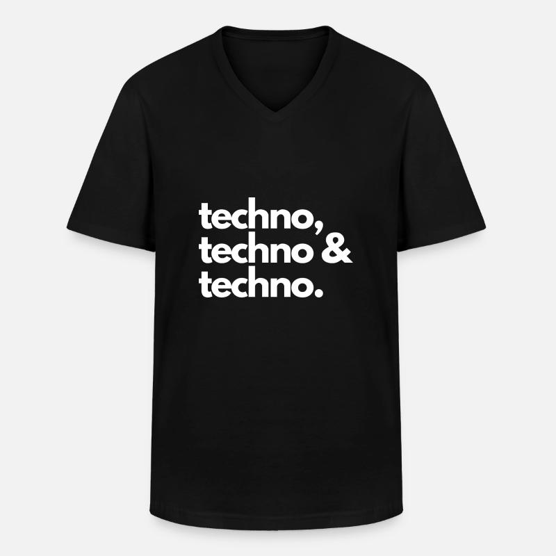 Techno, techno et techno - T-shirt col V Homme - noir