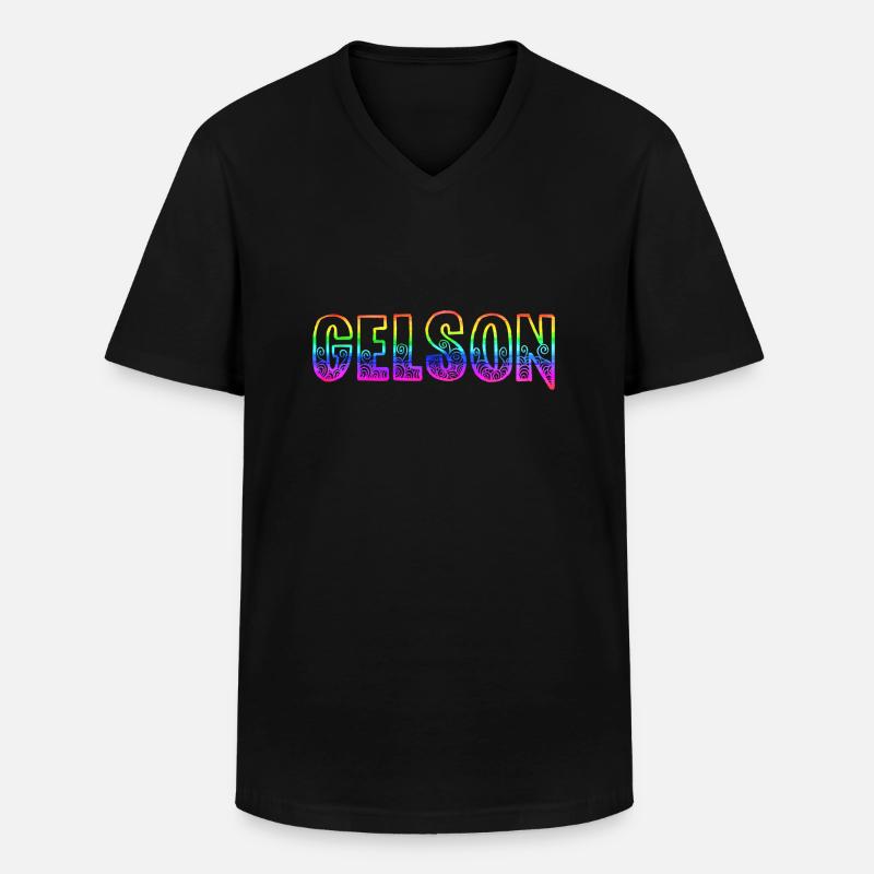 gelson rs regenbogen - Männer-T-Shirt mit V-Ausschnitt - Schwarz