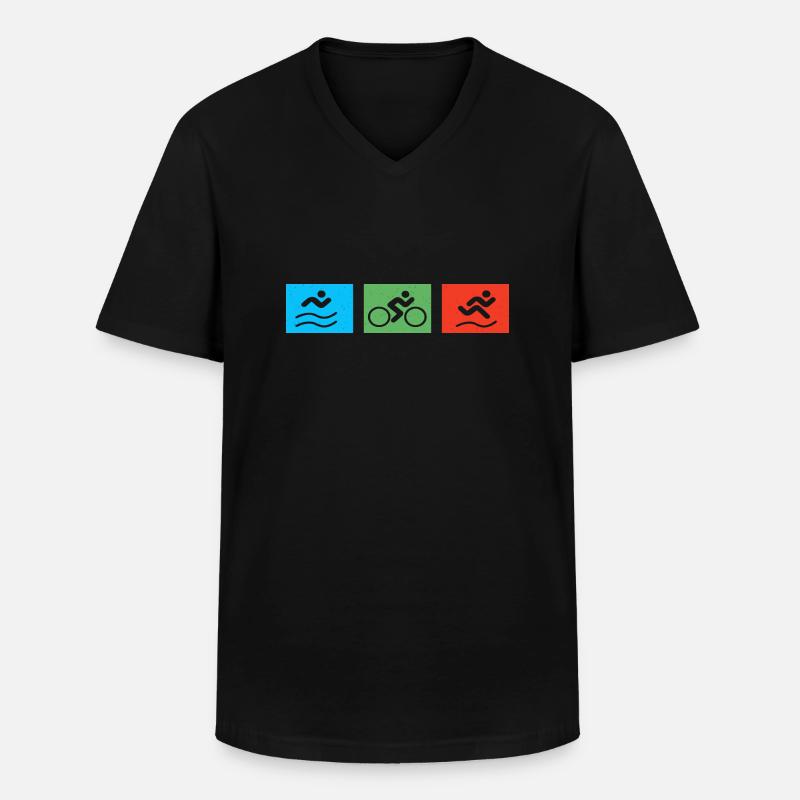 Triathlet - Triathlon Zeichen - Männer-T-Shirt mit V-Ausschnitt - Schwarz