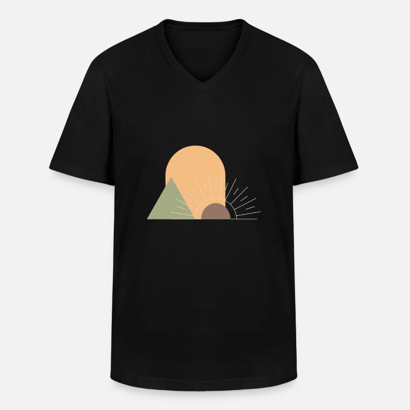 Boho Sonne - Männer-T-Shirt mit V-Ausschnitt - Schwarz