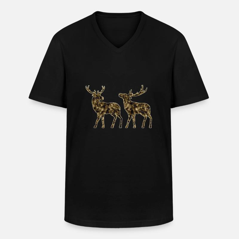 Hirsch - Männer-T-Shirt mit V-Ausschnitt - Schwarz