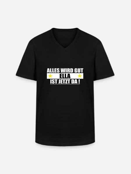 Ella efternavn Fornavn Fødselsdag - Klassisk herre T-shirt med V-udskæring - sort
