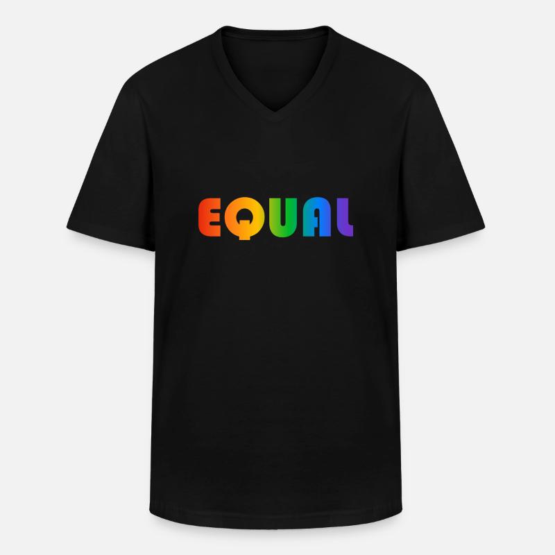 GLEICHER REGENBOGENTEXT - Männer-T-Shirt mit V-Ausschnitt - Schwarz