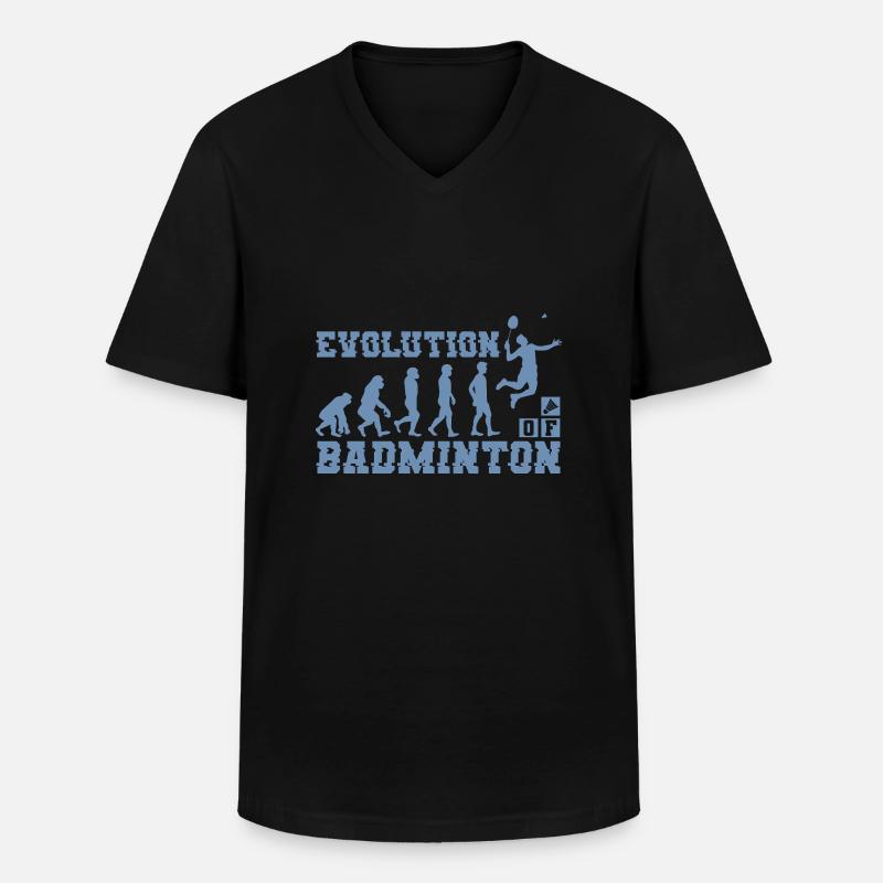 Badminton Evolution Silhouette - Männer-T-Shirt mit V-Ausschnitt - Schwarz