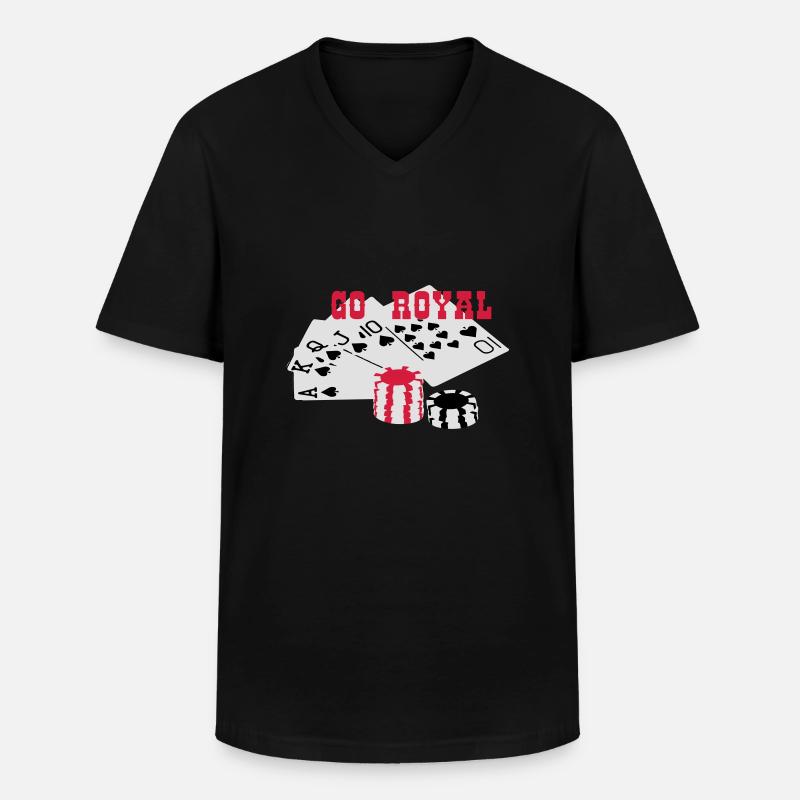 Royal Flush GO ROYAL - Männer-T-Shirt mit V-Ausschnitt - Schwarz