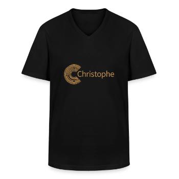 For Christophe - Men's V-Neck T-Shirt - black - Front - AI Model Male 178 dark (178cm)