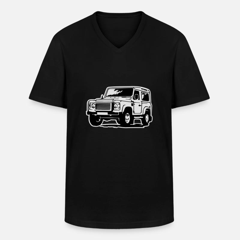 Defender (mit Hintergrund) - Männer-T-Shirt mit V-Ausschnitt - Schwarz