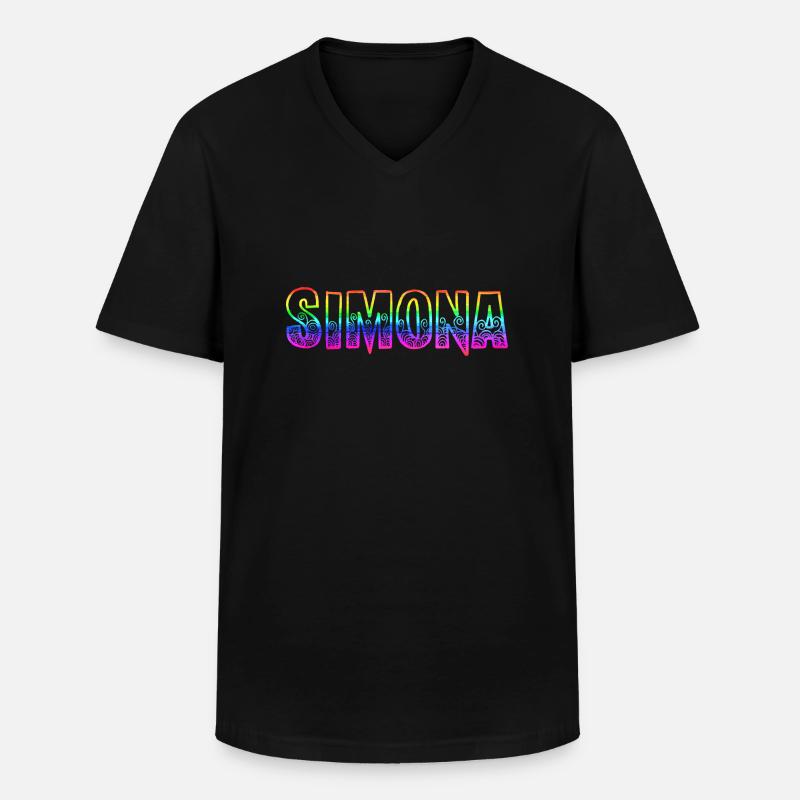 simona rs regenbogen - Männer-T-Shirt mit V-Ausschnitt - Schwarz