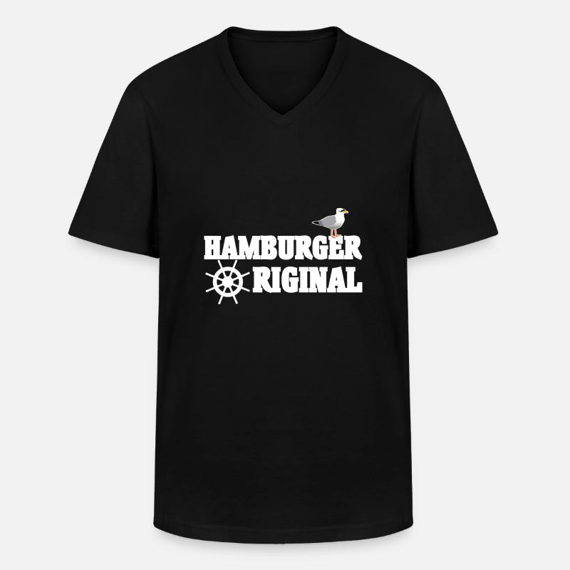 Original Hamburger - Männer-T-Shirt mit V-Ausschnitt - Schwarz
