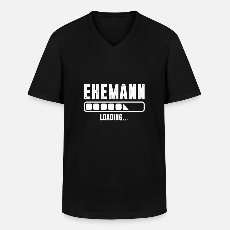 EHEMANN - Männer-T-Shirt mit V-Ausschnitt - Schwarz