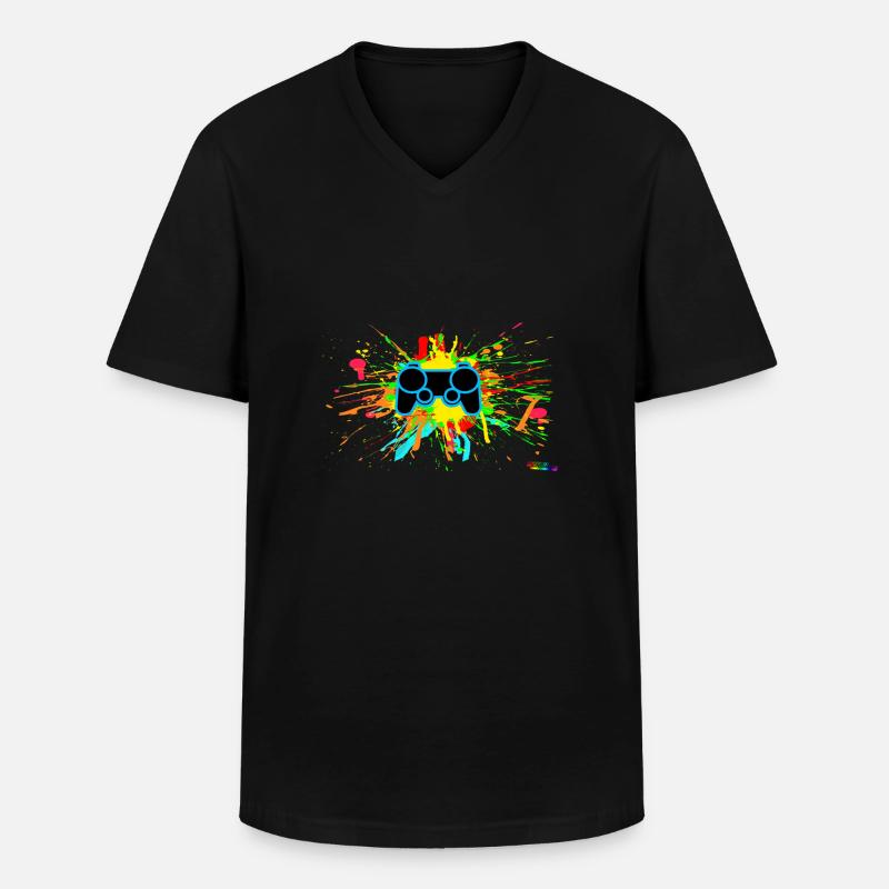 Graffiti-Controller Splatter - Männer-T-Shirt mit V-Ausschnitt - Schwarz