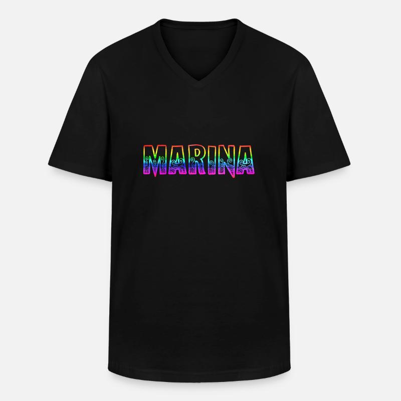 marina rs regenbogen - Männer-T-Shirt mit V-Ausschnitt - Schwarz