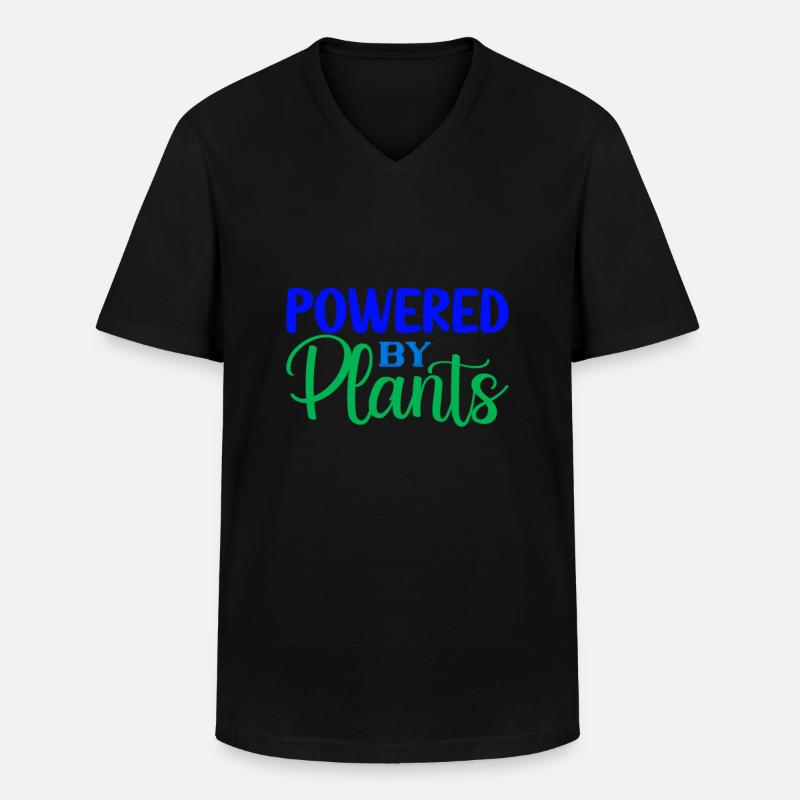 Powered by Plants - Männer-T-Shirt mit V-Ausschnitt - Schwarz