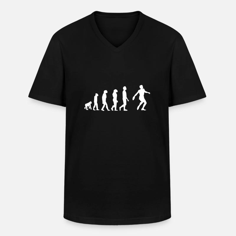 Diskuswurf-Evolution - Männer-T-Shirt mit V-Ausschnitt - Schwarz