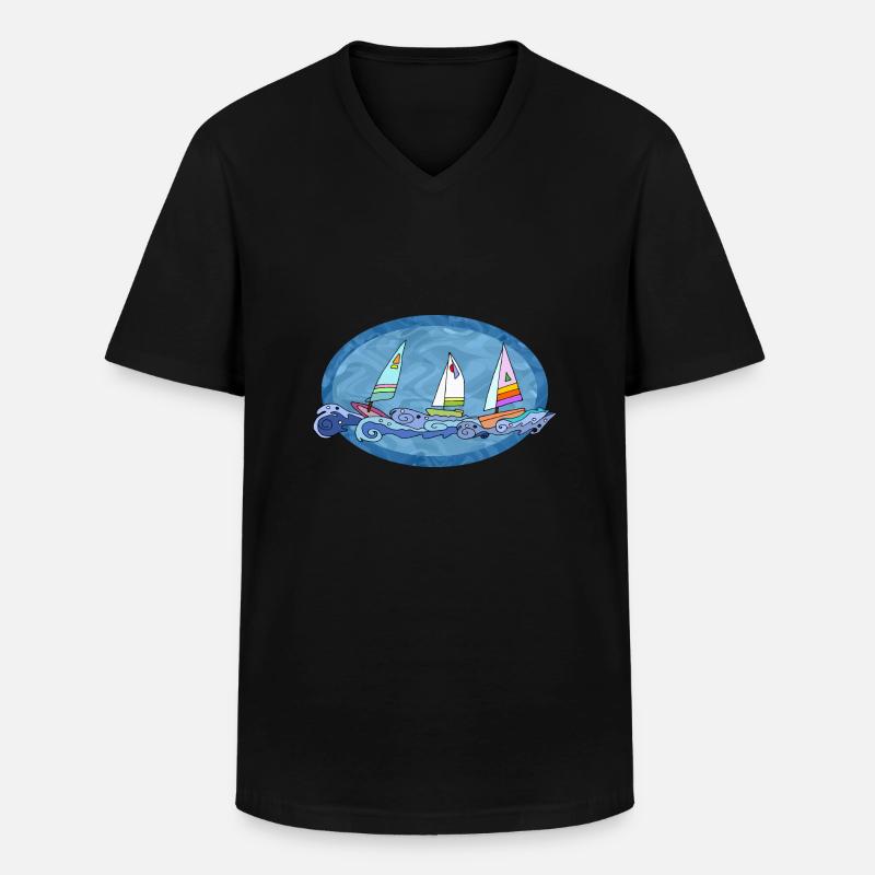 Segelboote - Männer-T-Shirt mit V-Ausschnitt - Schwarz