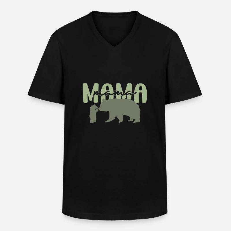 Mamabär - Männer-T-Shirt mit V-Ausschnitt - Schwarz