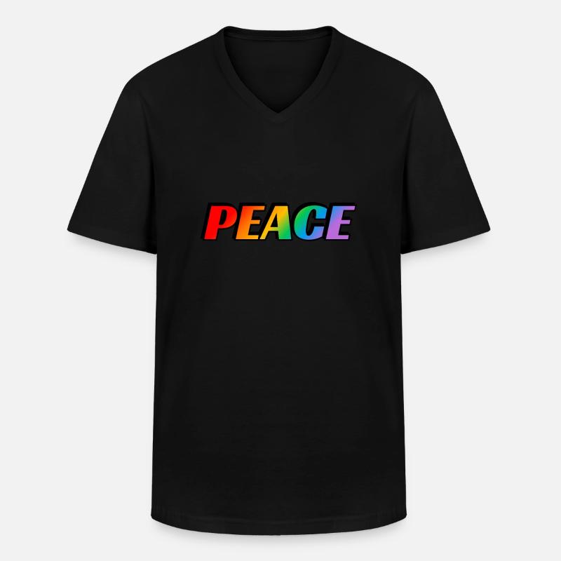 Friedens-Regenbogen - Männer-T-Shirt mit V-Ausschnitt - Schwarz