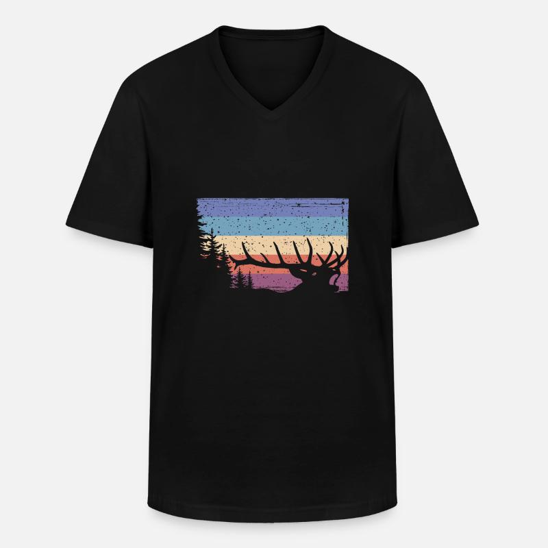 Hirsch - Männer-T-Shirt mit V-Ausschnitt - Schwarz