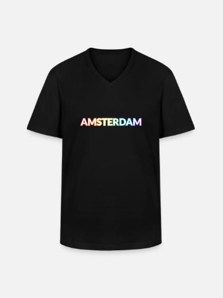 Gay Amsterdam Rainbow - Men's V-Neck T-Shirt - black
