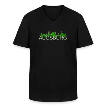 Augsburg - skyline - Men's V-Neck T-Shirt - black - Front - AI Model Male 178 dark (178cm)