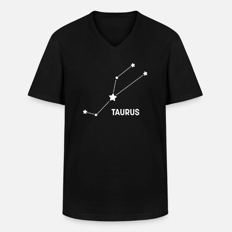 Sternzeichen Zodiac - Taurus, Stier, Sternbild - Männer-T-Shirt mit V-Ausschnitt - Schwarz