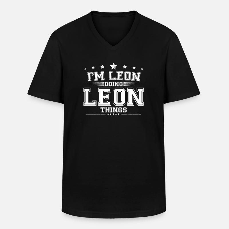 Leon - Männer-T-Shirt mit V-Ausschnitt - Schwarz
