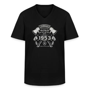 Legendärer Holzfäller Geboren 1953 Geschenk - Männer-T-Shirt mit V-Ausschnitt - Schwarz - Vorne - AI Model Male 178 dark (178cm)