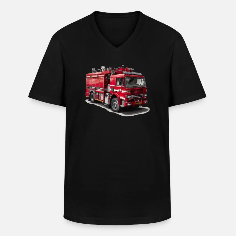 Mit Feuerwehrautos Brände bekämpfen - Männer-T-Shirt mit V-Ausschnitt - Schwarz