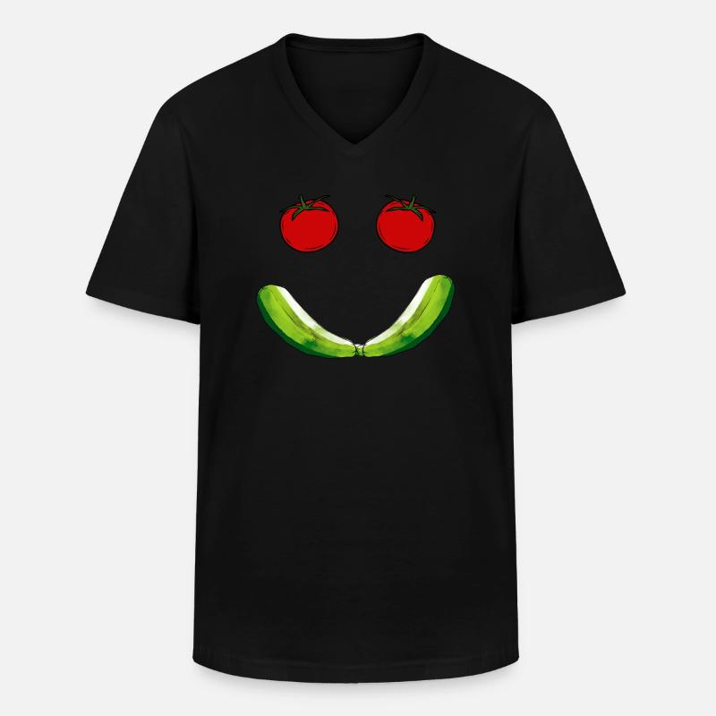 Smile Tomatoes - Männer-T-Shirt mit V-Ausschnitt - Schwarz