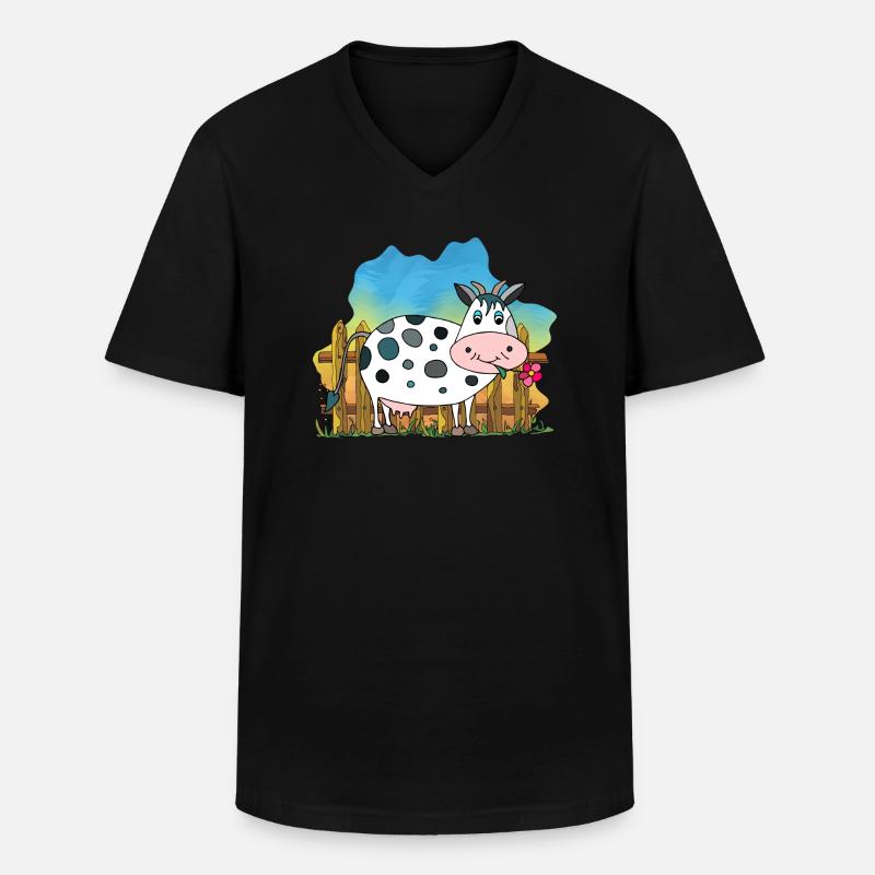 Kuh - Männer-T-Shirt mit V-Ausschnitt - Schwarz