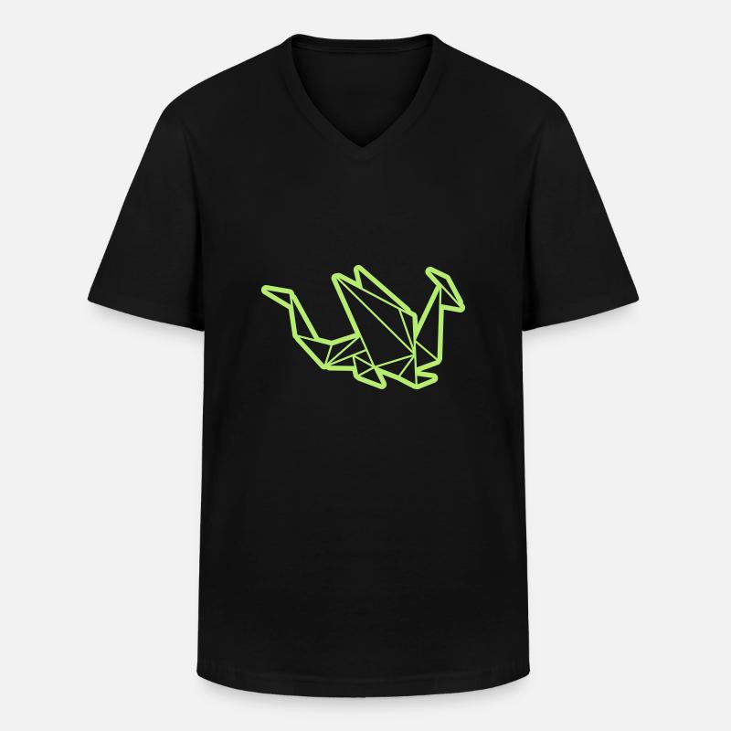 Origami: stolzer Drache - Männer-T-Shirt mit V-Ausschnitt - Schwarz